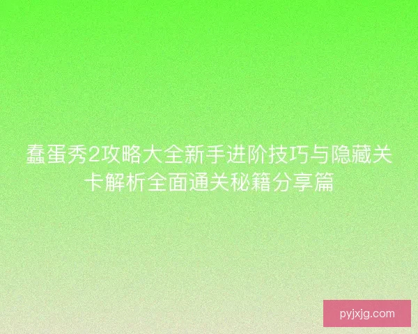 蠢蛋秀2攻略大全新手进阶技巧与隐藏关卡解析全面通关秘籍分享篇